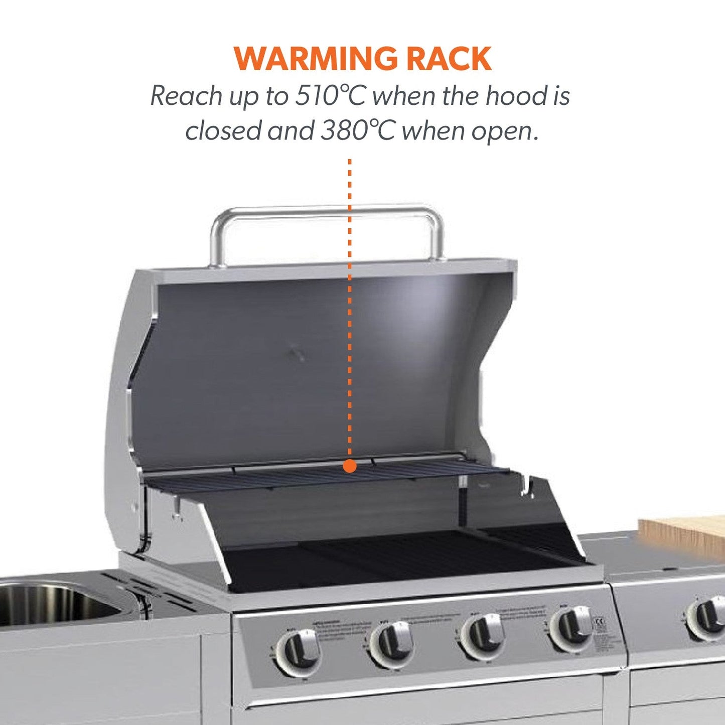 Cabinologist Texas Premium Outdoor Kitchen - 4 Burner Gas BBQ Grill with Side Burner - Stainless Steel